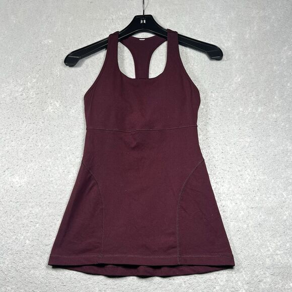 Lululemon Tank Top Womens Size 6 Burgundy Racerback Built in Bra Sleeveless - Picture 1 of 11